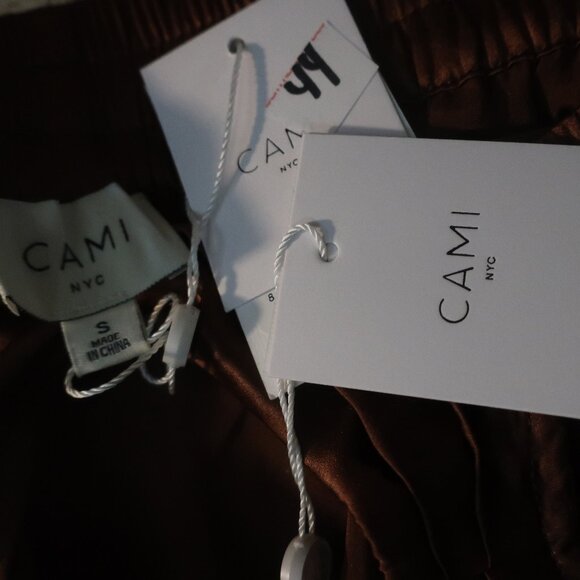 NWT Womens Cami NYC Sena Silk Blend Coffee Brown Pants S/Darby Bodysuit Set S - Picture 10 of 11